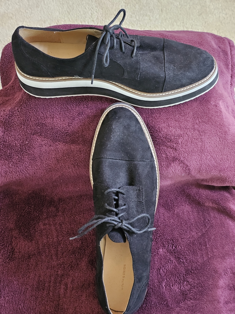 14th and Union Gwen Black Faux Suede Platform Oxford Shoes Womens Size 13